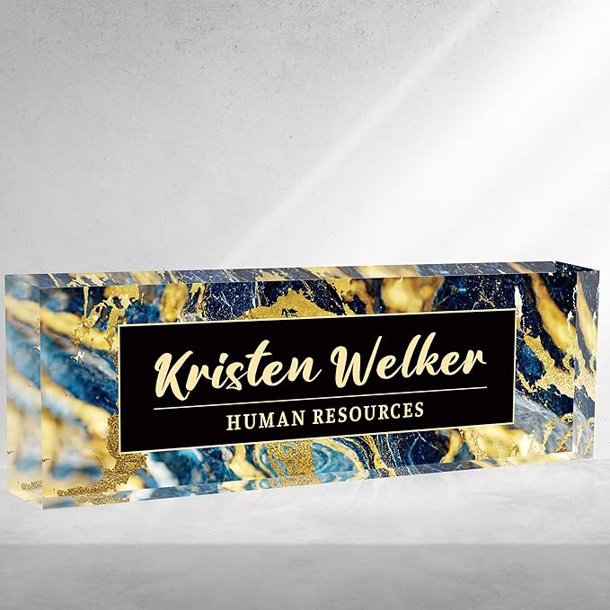 Personalized Name Plate for Desk Custom Acrylic Desk Name Plate Custom Employee by AZUFEMOS