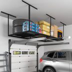 fleximounts 4x8 overhead garage ceiling storage rack adjustable shown in use