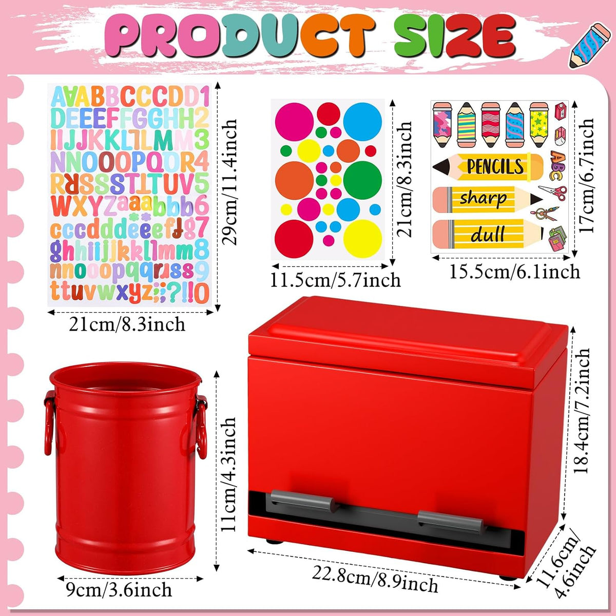 Mifoci 8 Pcs Pencil Dispenser for Classroom Stainless Steel, Red