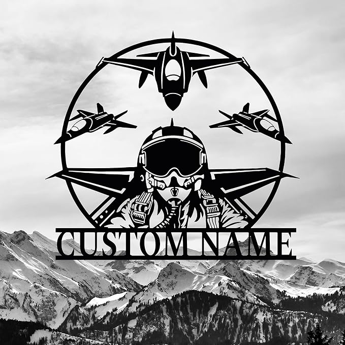 Personalized Metal Airplane Wall Art, Airplane Name Sign, Customized Pilot Name - Image 2