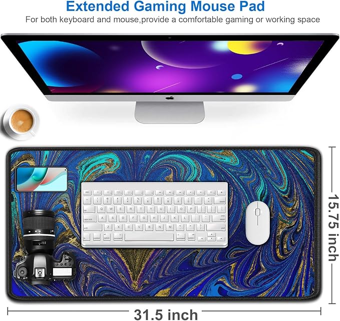 Large Mouse Pad, 31.5x15.7 inch Large Extended Computer Keyboard Mouse Mat - Image 2