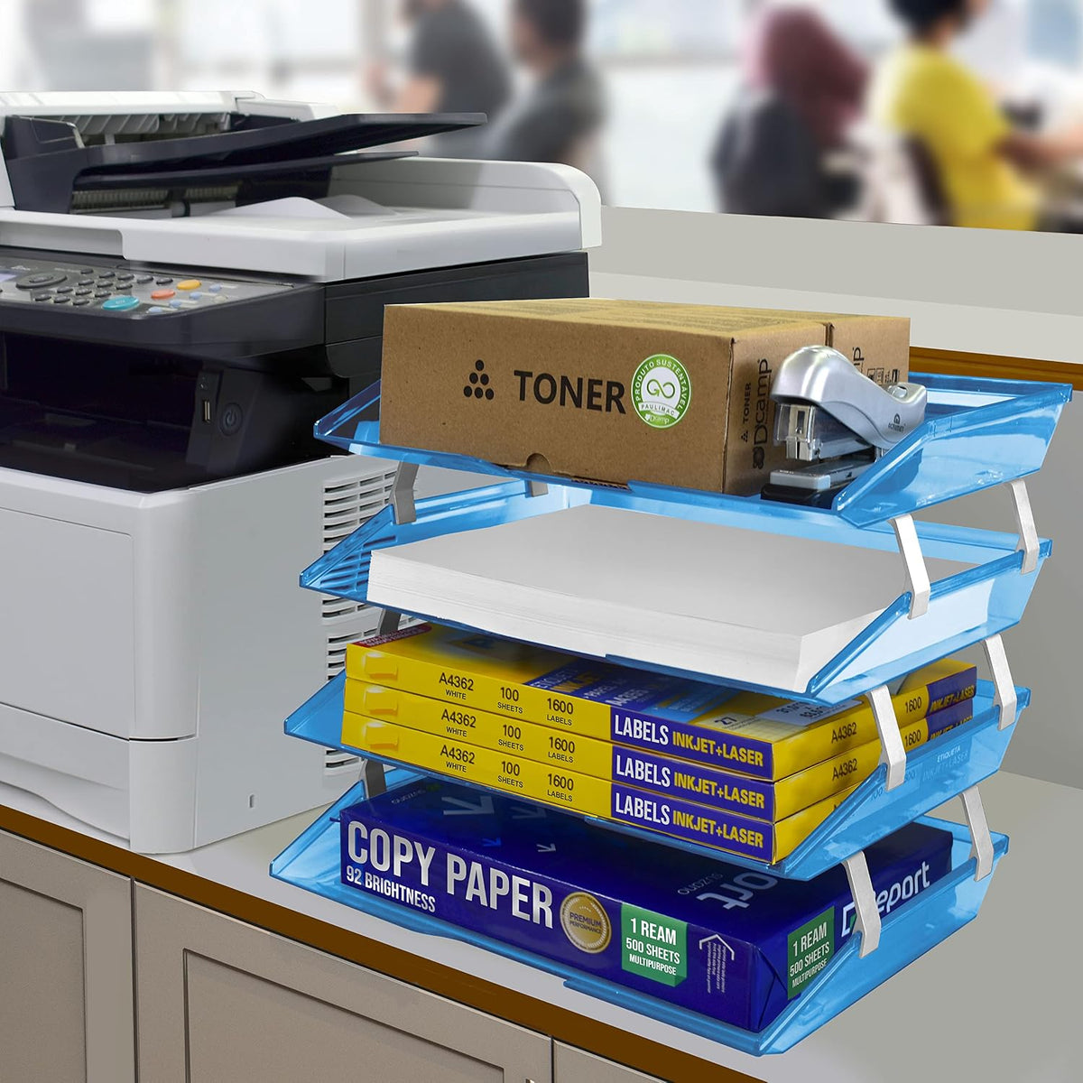 Acrimet Facility 4 Tier Letter Tray Side Load Plastic Desktop File Organizer ...