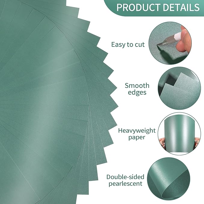 25 Sheets Green Shimmer Cardstock 8.5 x 11Inch Glitter Card Stock 92lb - Image 3