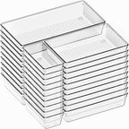Criusia 30 Pack Large Clear Plastic Drawer Organizer Bins by Criusia