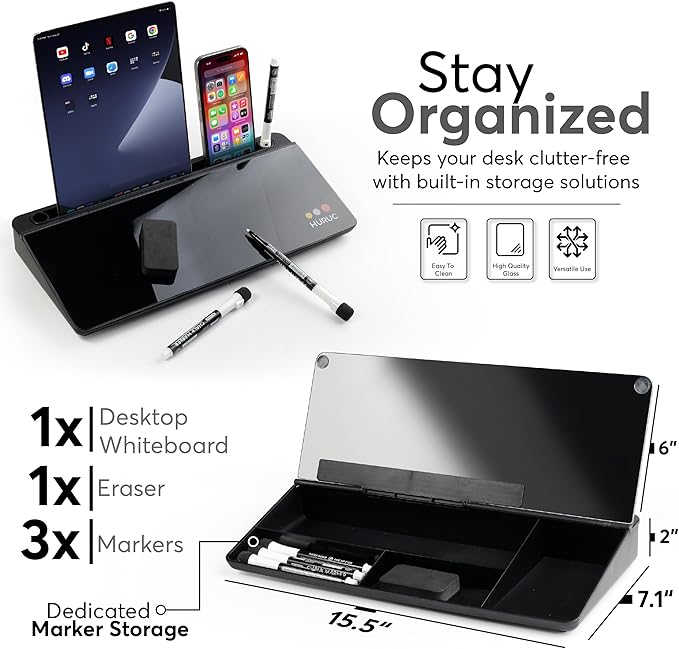 HURUC Small Glass Desktop Whiteboard - Image 7