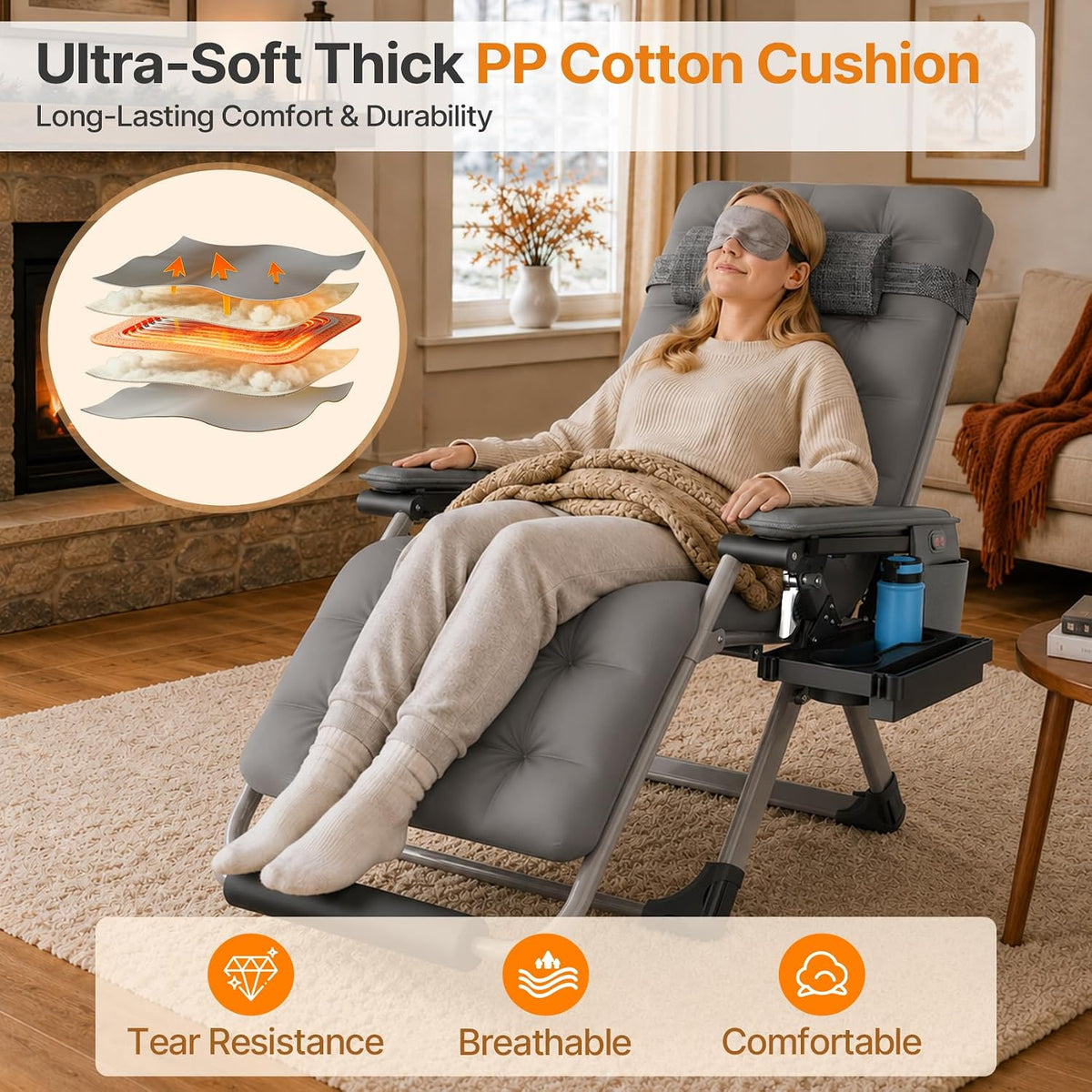 Suteck Heated Zero Gravity Massage Chair, 29In XL Outdoor Recliner Chairs