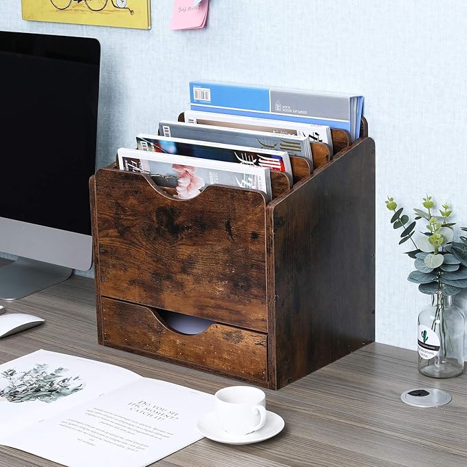 PAG Wood Desktop File Holder Organizer Mail Sorter - Image 5
