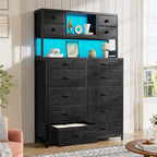 EnHomee Black Dresser with Multiple Fabric Drawers, Dresser - Image 8