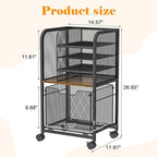 5-Tier Rolling File Cart Under Desk - Image 9