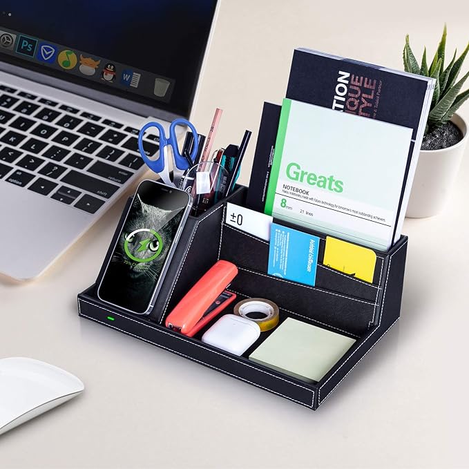 Valet Tray, Built in Wireless Charging Pad, Nightstand Organizer, Dresser - Image 3