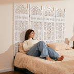 5.75Ft Room Divider Wood Screen, 33Lbs Durable Antiqued Style MDF Carved - Image 3