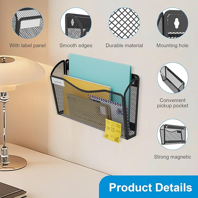 BOHDK Magnetic Wall File Holder 3-Pack - Image 4