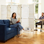Room Dividers and Folding Privacy Screens, Wood Louvered Separators Divider Wall - Image 4