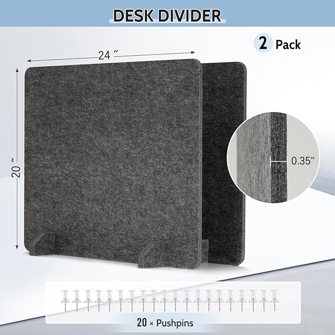 AMUSIGHT 2 Pack Acoustic Desk Dividers - Image 2