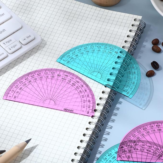 EBOOT 50 Pcs Math Protractors Plastic Protractor 180 Degrees, 4 Inches - Image 6