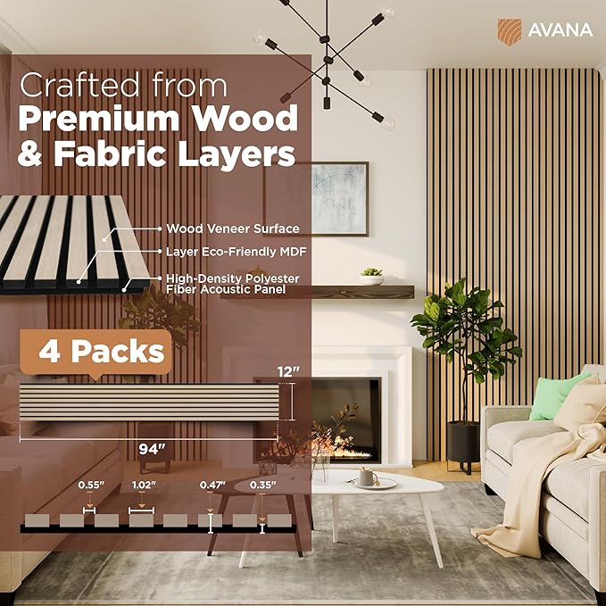 Avana Acoustic Wood Wall Panels – 94.4 x 12.6 Inch White Oak Acoustic Panels 4 - Image 4