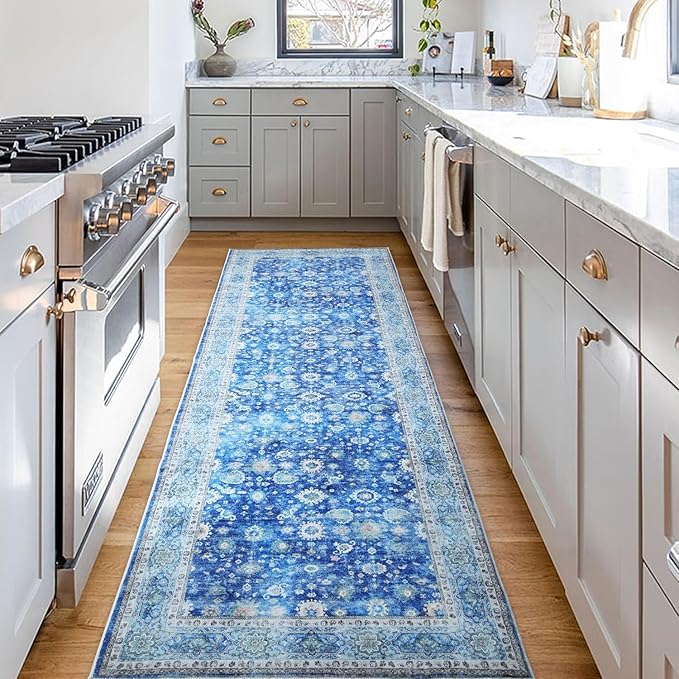 Rugcomf Runner Rug 2'6''x8' Hallway Washable Boho Soft Area Rug Non-Slip Faux - Image 3