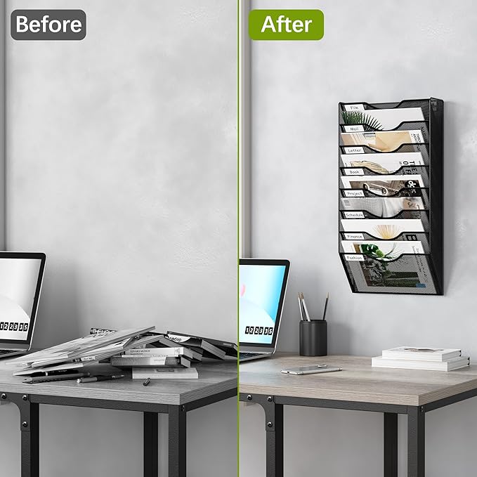EasyPAG 8 Pocket Mesh Wall File Organizer, Hanging Paper Folder Holder - Image 5