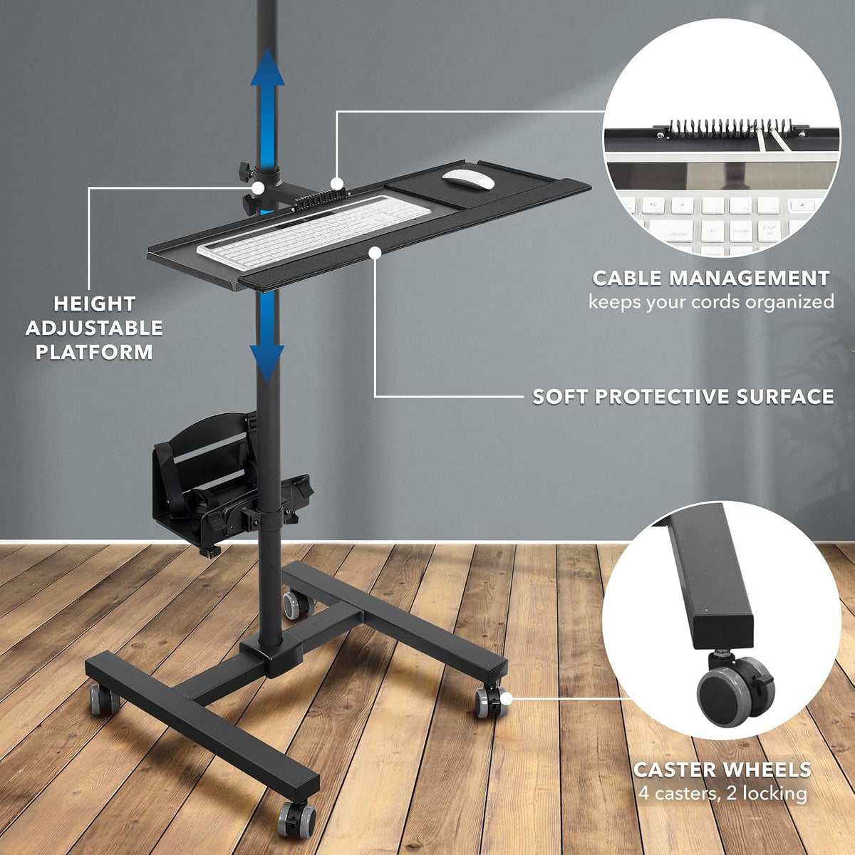 Mount-It! Rolling Computer Cart on Wheels, Mobile Desk Workstation with Monit...