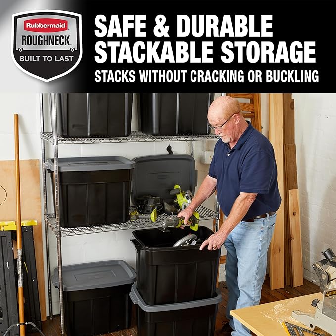 Rubbermaid 18 GAL 6 Pack Garage Storage Bins - Image 5