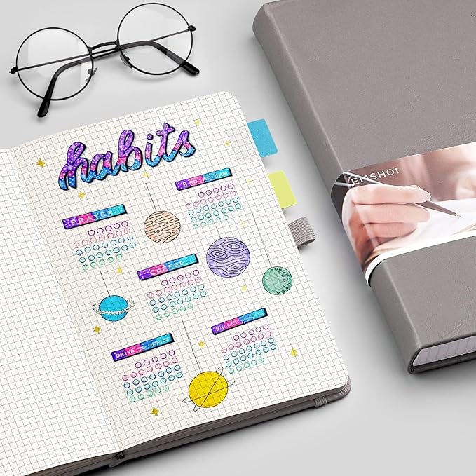 EMSHOI Graph Paper Notebook 256-Page A5 Grid Journal, PU Leather Hardcover - Image 6