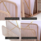 BLU MONACO Rose Gold Metal Mesh Letter Sorter | 3-Slot Vertical Mail Organizer - Image 2