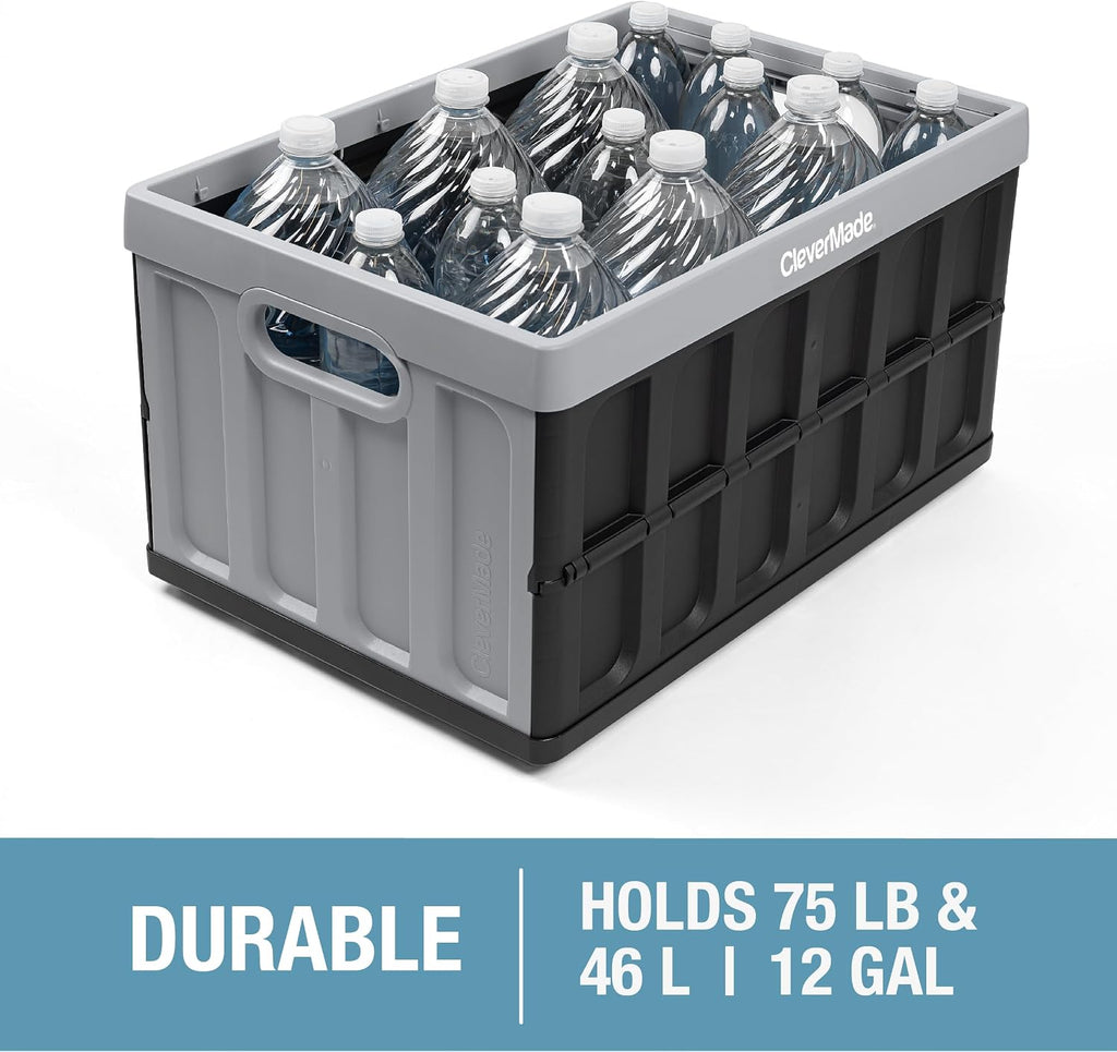 clevermade collapsible storage bins with lids, 46l 3 on a desk or shelf