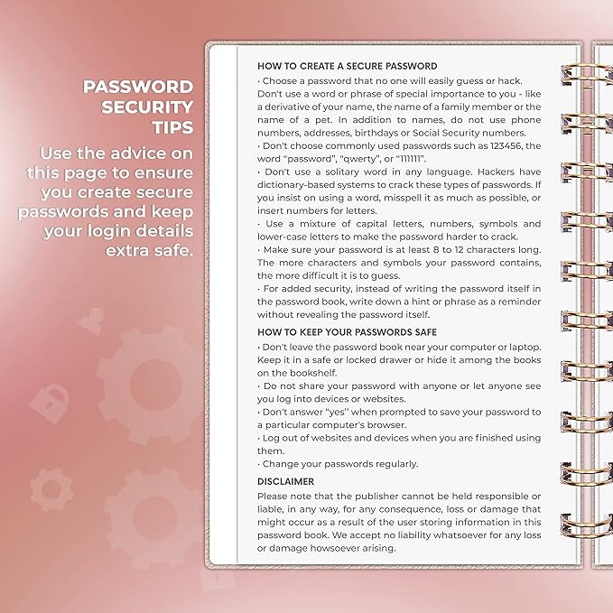Clever Fox Password Book Spiral – Mini Internet Address & Password Organizer - Image 5