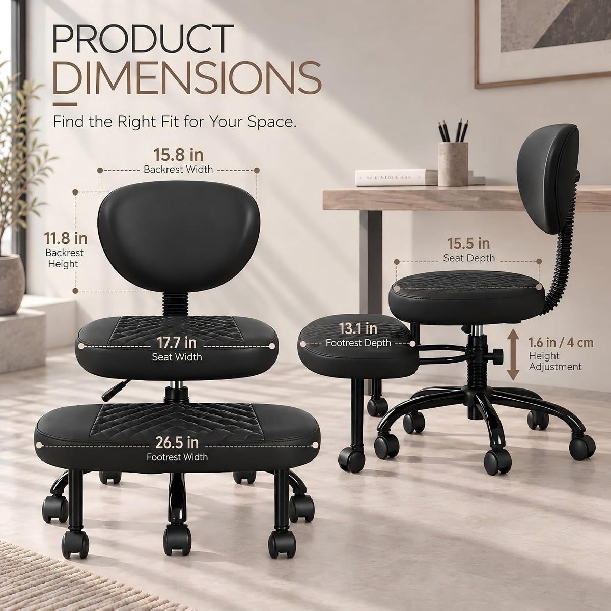 AtHope Cross Legged Office Chair, ADHD Chair with Wider Footrest and Wheels
