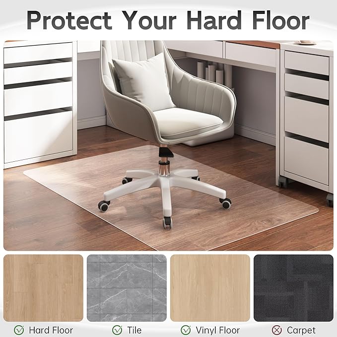 HOMEK Office Chair Mat for Hardwood Floor, Easy Glide, Protects Hard Surfaces - Image 3