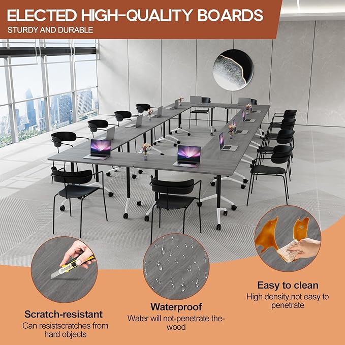 Folding Conference Table 4ft 5ft, Foldable Office Meeting Desk - Image 4