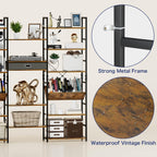 numenn triple wide 6 tier bookshelf, adjustable rustic on a desk or shelf