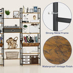 NUMENN Triple Wide 6 Tier Bookshelf, Adjustable Rustic Industrial Style Book - Image 7