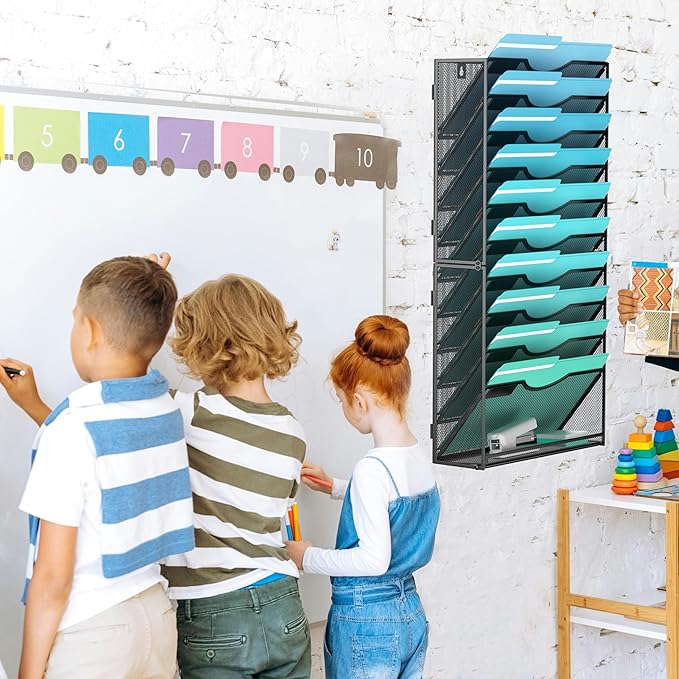 Gawerk 11-Tier Wall File Organizer Hanging Wall File Holder Wall Mount Paper - Image 7