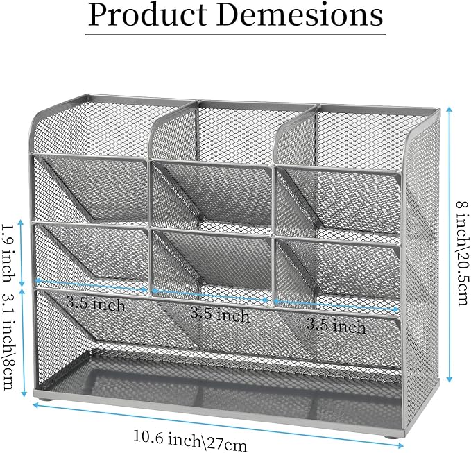 Marbrasse Mesh Desk Organizer, Desktop Stationary Organizer, Storage Rack - Image 6