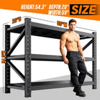 59" w metal storage shelves,3 tier adjustable heavy, close-up detail