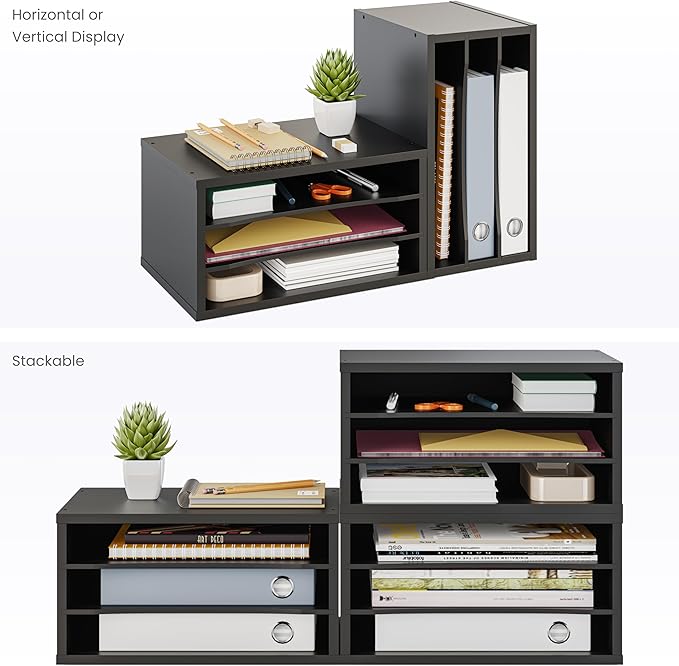 Ballucci Paper Organizer, 3-Tier Stackable Wood Desk Organizer, Document File - Image 8