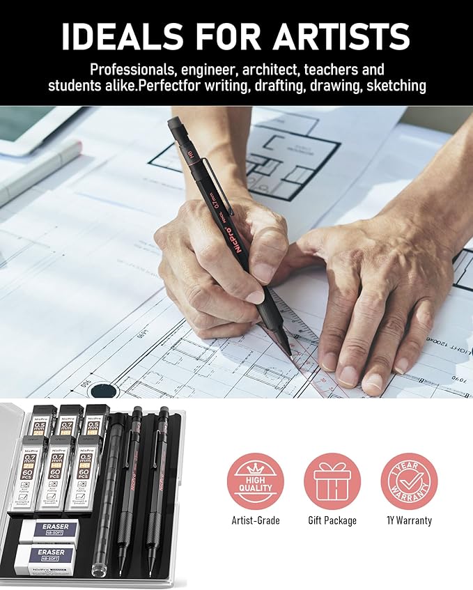 Nicpro 0.5 mm & 0.7 mm Mechanical Pencil Set - Image 6