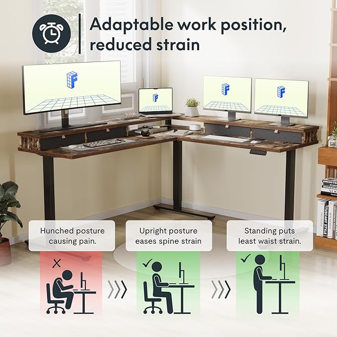 FLEXISPOT 71'' L Shaped Standing Desk Electric Corner Table - Image 9