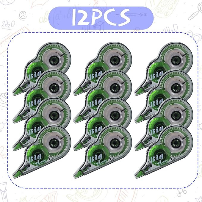 Yexiya 12 Pieces Correction Tapes Original Correction Wide Eraser Applicator - Image 5