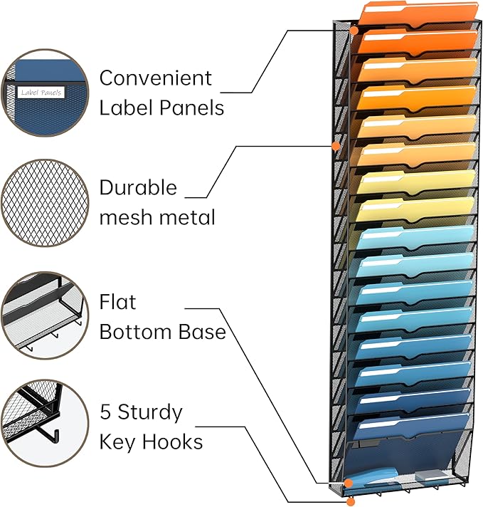 SUPEASY 17-Tier Wall File Holder Organizer - Image 5