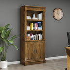 72" Roman Column Bookcase with Double Door Cabinet, 5 Tiers Tall Bookshelf - Image 3