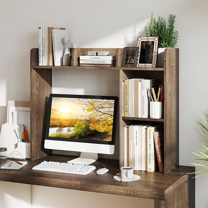 Tangkula Desktop Bookshelf, Countertop Storage Hutch - Image 2