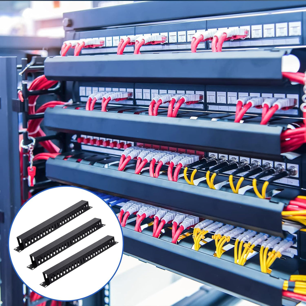 8 Pieces 19 Inch Cable Manager 1U 24 Slot Horizontal Server Rack Mount Cable ...