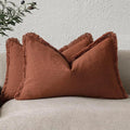 Foindtower Set of 2 Decorative Linen Fringe Lumbar Throw Pillow Covers by Foindtower