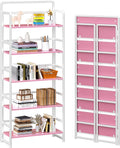 4NM No Assembly 5 Tiers Folding Bookshelf Storage Shelves Vintage Bookcase