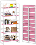 4NM No Assembly 5 Tiers Folding Bookshelf Storage Shelves Vintage Bookcase by 4NM