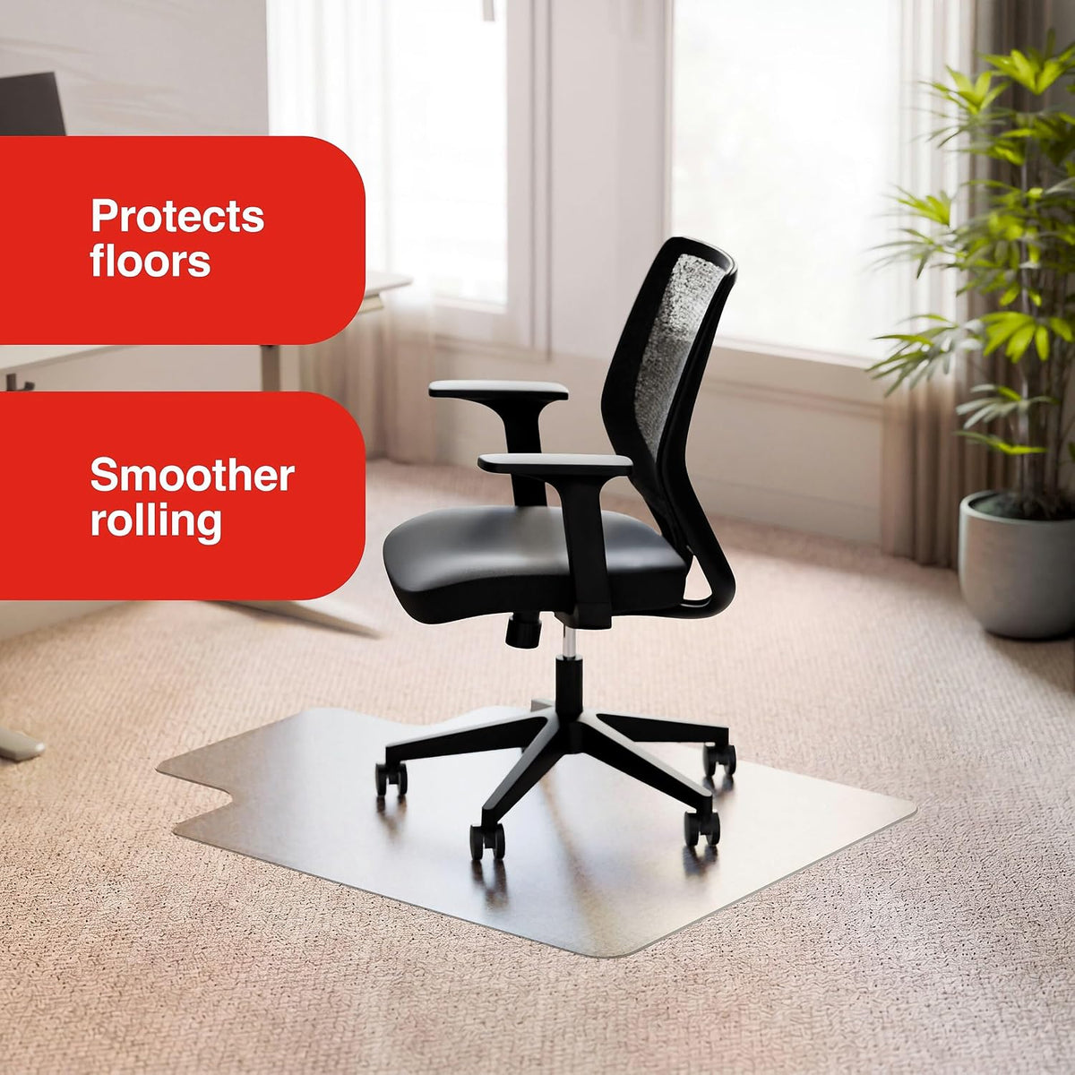 Staples Office Chair Mat with Lip, Low-Pile Carpet, 48" x 36"