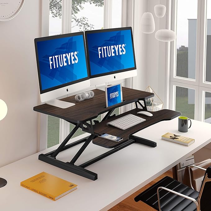 FITUEYES Height Adjustable Standing Desk 36” Wide Sit to Stand Converter Stand - Image 4