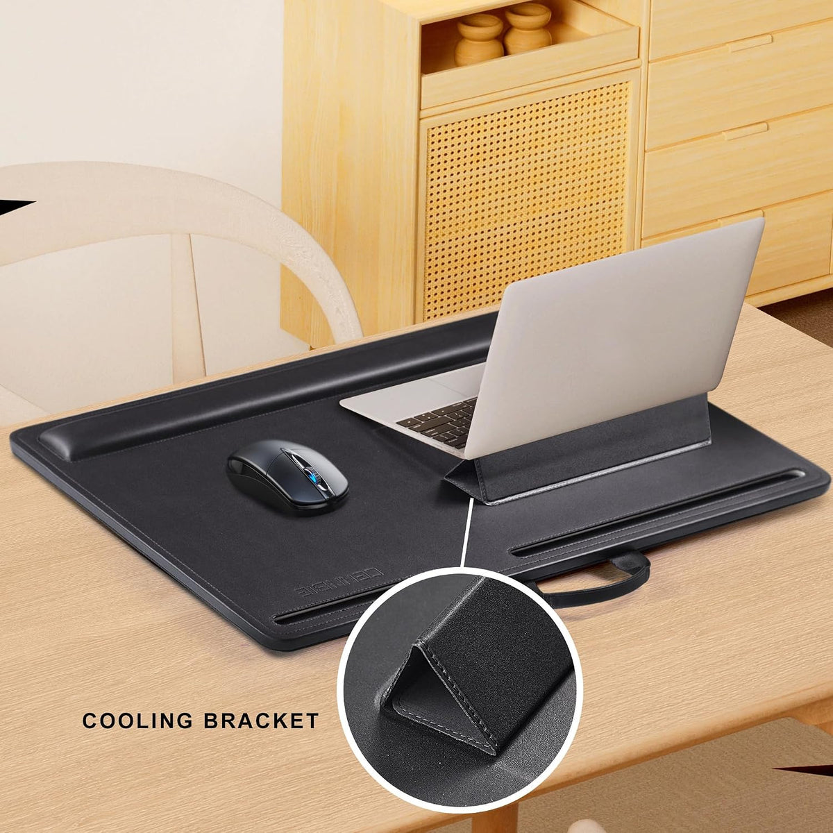 CENNBIE Leather Lap Desk with Memory Foam Cushion 24x16 Inches (Black)